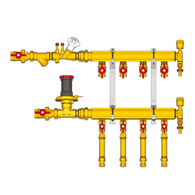 Узел коллекторный отопления этажный, подключение тип B1 3/4" x 1/2" / 9 GE553-B1 Giacomini GE553Y009
