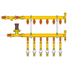 Узел коллекторный отопления этажный, подключение тип B3 (D2) 1" x 3/4" / 6 GE553-B3(D2) Giacomini GE553Y456