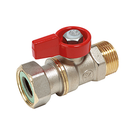 Кран шаровой с нар. резьбой для котлов и счетчиков 1/2"M x 1/2"гайка - красн. рук. R254P-1 Giacomini R254PX012