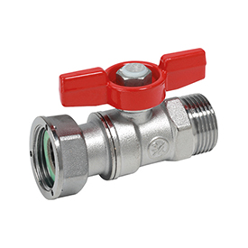 Кран шаровой с нар. резьбой для счетчиков 1/2"M x 1/2"гайка - син. рук. R254P Giacomini R254PY112