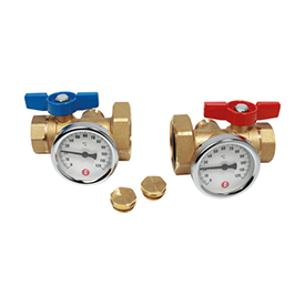 Комплект кранов с темометрами 1" x 1 1/2"гайка R287M Giacomini R287MY005